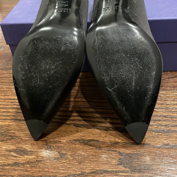 Stuart Weitzman Tipin Black Satin Pointed Toe Pump - Picture 8 of 10